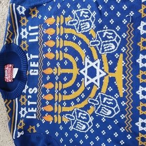 Hybrid holiday sweater Hanukkah